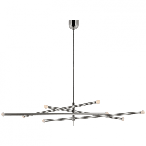 Visual Comfort & Co. Signature Collection Rousseau Oversized Articulating Chandelier - Polished Nickel and Etched Crystal Orb 