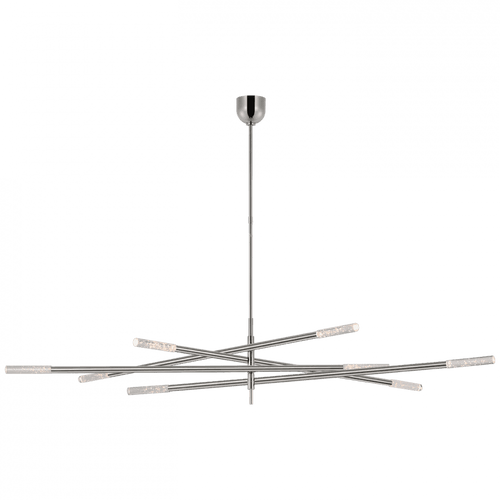 Visual Comfort & Co. Signature Collection Rousseau Oversized Articulating Chandelier - Polished Nickel and Seeded Glass 