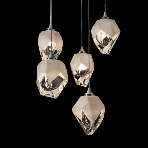 Hubbardton Forge Chrysalis Pendant, 5-Light, White, White Crystal, 15.4"W (131137-SKT-LONG-02-WP0754 5YX0NJ) 