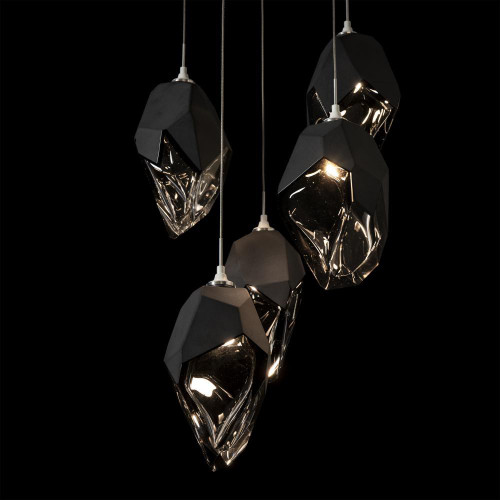 Hubbardton Forge Chrysalis Pendant, 5-Light, White, Black Crystal, 16.1"W (131138-SKT-LONG-02-BP0755 5YZTGK) 