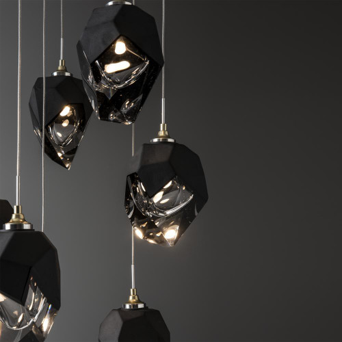 Hubbardton Forge Chrysalis Pendant, 9-Light, Modern Brass, Black Crystal, 20.5"W (131140-SKT-LONG-86-BP0754 5YZUGK) 