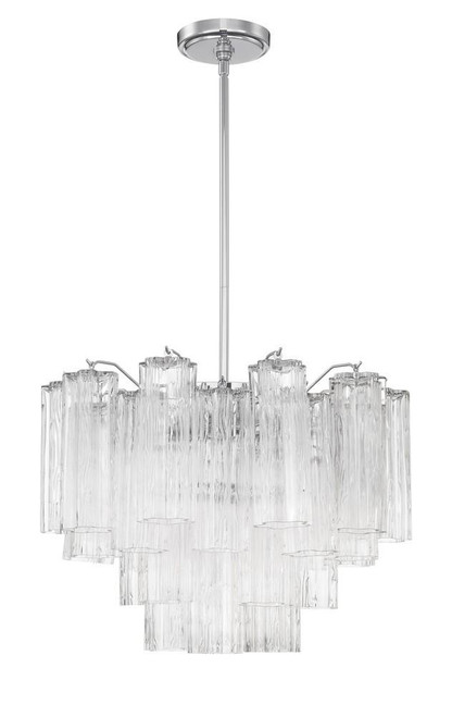 Crystorama Addis Chandelier - Polished Chrome, Tronchi Glass Clear 14"H 