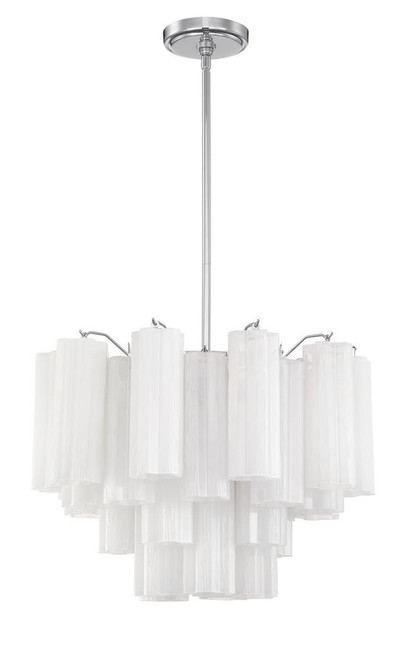 Crystorama Addis Chandelier - Polished Chrome, Tronchi Glass White 14"H 