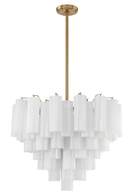 Crystorama Addis 12 Light Chandelier - Aged Brass, Tronchi Glass White 21.5"H 