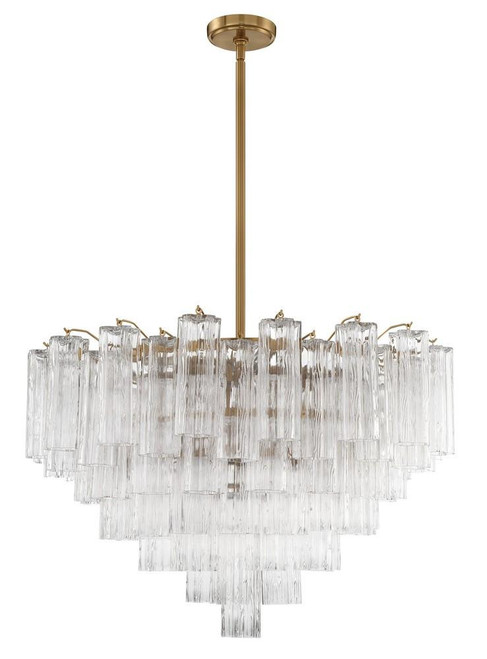 Crystorama Addis 16 Light Chandelier - Aged Brass, Tronchi Glass Clear 21.5"H 