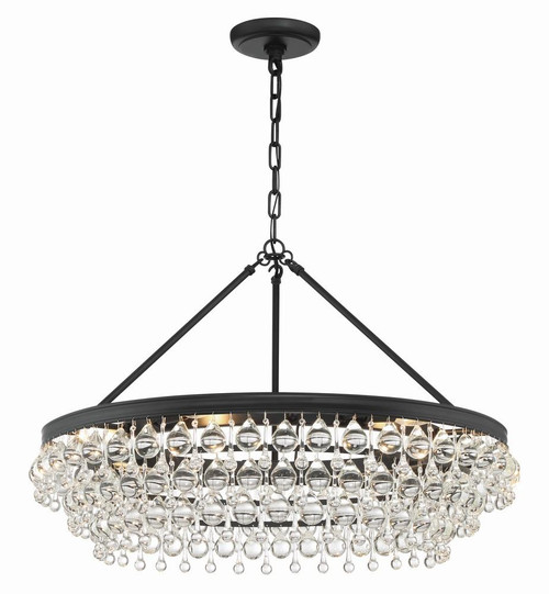 Crystorama Calypso Chandelier - Matte Black, Clear Glass Drops 20"H 