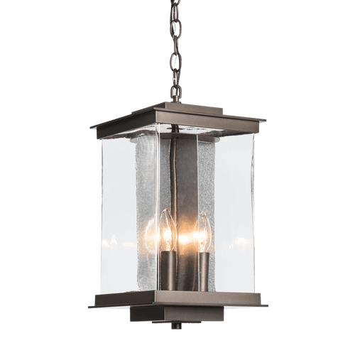Hubbardton Forge Kingston Outdoor Lantern, Oil-Rubbed Bronze, Translucent Vintage Platinum Accent, Clear Glass, 9.6"W (OPEN BOX 356840-SKT-14-81-ZM0703) 