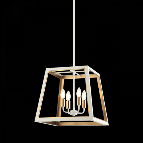 Matteo Lighting Rosalie Pendant, 4-Light, White & Aged Gold Brass, 16"W (C72104WHAG 3060PPU) 
