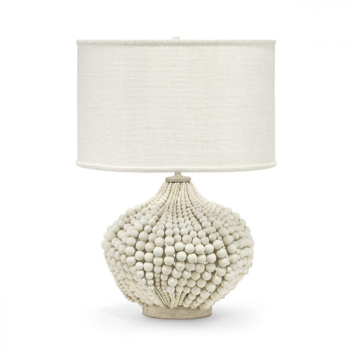 Palecek Point Dume Table Lamp, 1-Light, Cream, Natural, Cream Burlap Drum Shade, 30.5"H (2593-86 3706TN3M) 
