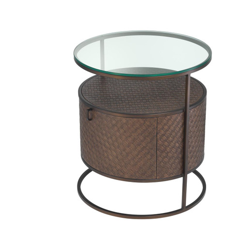 Eichholtz Napa Valley Nightstand, Brown, Bronze, Clear Glass, 19.69"W (113397 YV0J03YQ35) 