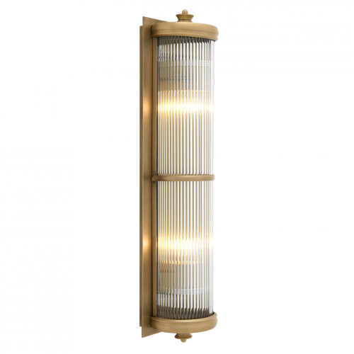 Eichholtz Glorious Wall Sconce, 2-Light, X-Large, Matte Brass, Clear Glass, 5.12"W (111306UL YV0J041YMM) 