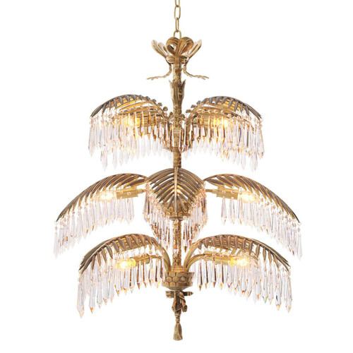Eichholtz Hildebrandt Chandelier, 12-Light, Large, Vintage Brass, Crystal Glass, 31.5"W (112273UL YV0J03YU3G) 
