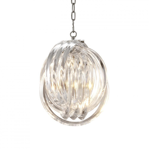 Eichholtz Marco Polo Pendant, 1-Light, Small, Clear Acrylic, Nickel, 13.78"W (109840UL YV0J03YU3U) 