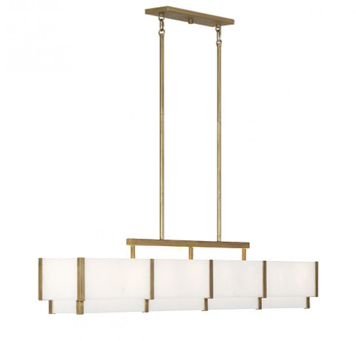 Savoy House Orleans Linear Chandelier, 8-Light, Distressed Gold, Alabaster Shade, 8"W (1-2332-8-60 ALVP3) 
