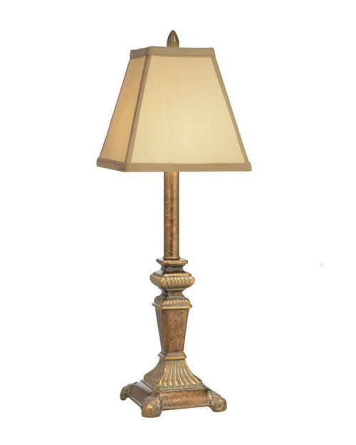 Stiffel Buffet Lamp, 1-Light, Amber Tortoise Shell, Tan Silk Shantung Fabric Shade, 25"H (BL-AC8620-ATS YV0J07RRED) 