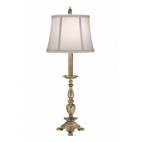 Stiffel Buffet Lamp, 1-Light, Burnished Brass, Ivory Shadow Fabric Shade, 28"H (BL-N2543-N2545-BB YV0J07RREQ) 