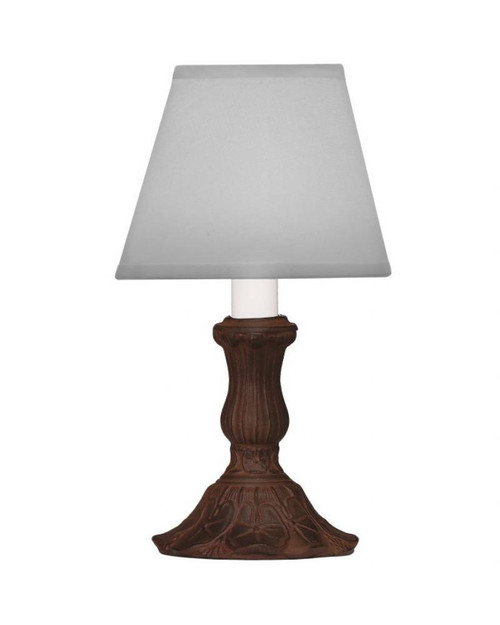 Stiffel Candlestick Lamp, 1-Light, Rust, White Butcher Linen Fabric Shade, 9.5"H (CL-C441-RST YV0J07RRF9) 