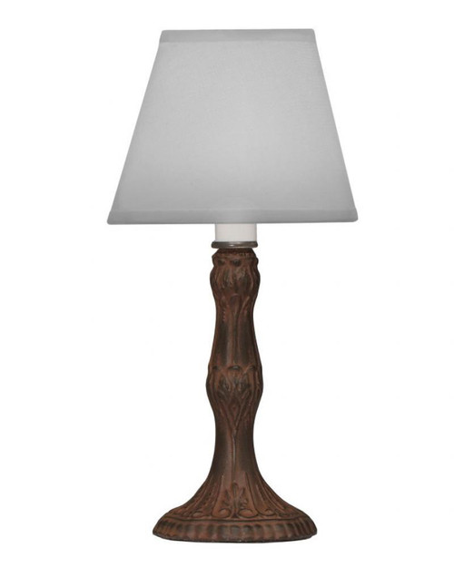 Stiffel Candlestick Lamp, 1-Light, Rust, White Butcher Linen Fabric Shade, 10.5"H (CL-C546-RST YV0J07RRFD) 