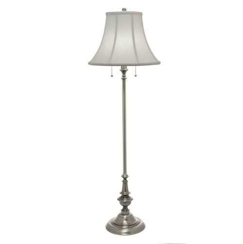 Stiffel Floor Lamp, 2-Light, Antique Nickel, Off-White Silk Shantung Fabric Shade, 60"H (FL-1320-N6085-AN YV0J07RTCF) 