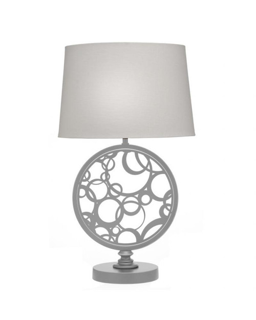 Stiffel Laser Cut Table Lamp, Bubbles, 1-Light, Silver, Rolled-Edge Cream Aberdeen Fabric Shade, 26"H (TL-6667-12D-LCBB-SVPC YV0J07RUAQ) 
