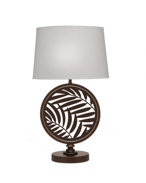 Stiffel Laser Cut Table Lamp, Palm, 1-Light, Oil-Rubbed Bronze, Rolled-Edge Cream Aberdeen Fabric Shade, 26"H (TL-6667-12D-LCPM-OB YV0J07RUAU) 