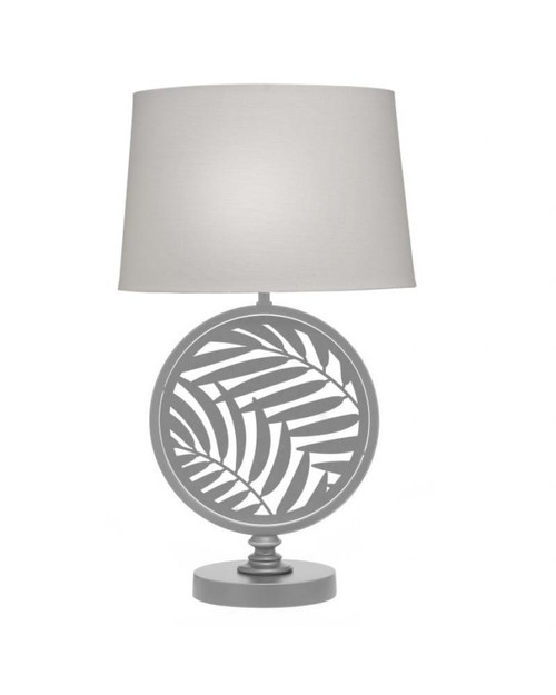 Stiffel Laser Cut Table Lamp, Palm, 1-Light, Silver, Rolled-Edge Cream Aberdeen Fabric Shade, 26"H (TL-6667-12D-LCPM-SVPC YV0J07RUAV) 