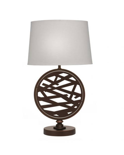 Stiffel Laser Cut Table Lamp, Reclaim, 1-Light, Oil-Rubbed Bronze, Rolled-Edge Cream Aberdeen Fabric Shade, 26"H (TL-6667-12D-LCRC-OB YV0J07RUAW) 