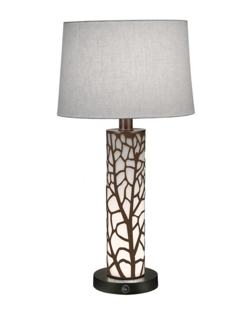 Stiffel Laser Cut Table Lamp, Branches, 1-Light, Oil-Rubbed Bronze, Opal Acrylic, Rolled-Edge Cream Aberdeen Fabric Shade, 29"H (TL-6667-LCB-ACR-OB YV0J07RUAY) 