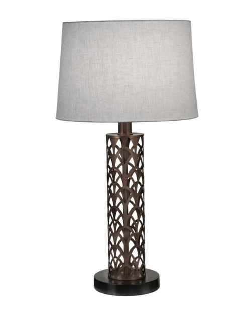 Stiffel Laser Cut Table Lamp, Cathedral, 1-Light, Oil-Rubbed Bronze, Rolled-Edge Cream Aberdeen Fabric Shade, 29"H (TL-6667-LCC-OB YV0J07RUC1) 