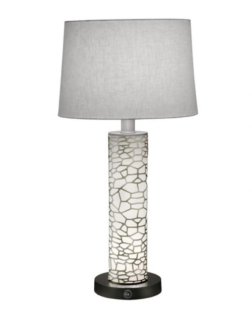 Stiffel Laser Cut Table Lamp, Honeycomb, 1-Light, Silver, Opal Acrylic, Rolled-Edge Cream Aberdeen Fabric Shade, 29"H (TL-6667-LCH-ACR-SVPC YV0J07RUC3) 