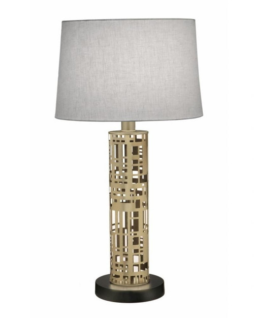 Stiffel Laser Cut Table Lamp, Rectangles, 1-Light, Oculux Bronze, Rolled-Edge Cream Aberdeen Fabric Shade, 29"H (TL-6667-LCR-OCB YV0J07RUC6) 