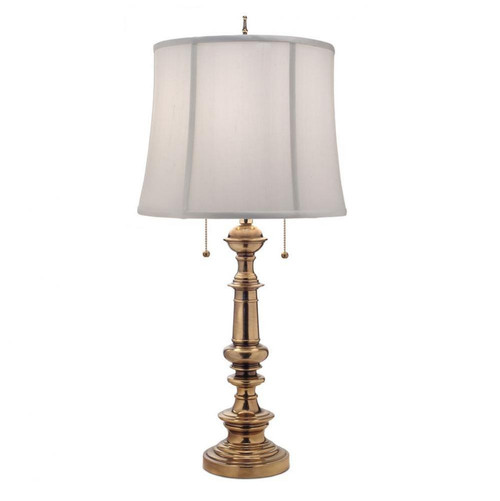 Stiffel Table Lamp, 2-Light, Burnished Brass, Ivory Shadow Fabric Shade, 32"H (TL-A610-A709-BB YV0J07RUCZ) 