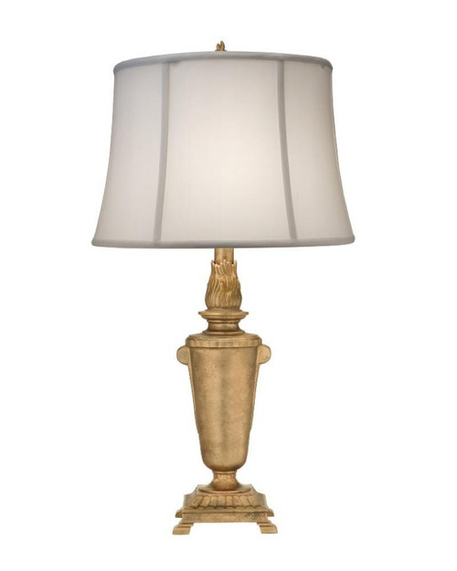 Stiffel Table Lamp, 1-Light, Gilded Gold, Off-White Silk Shantung Fabric Shade, 31"H (TL-A842-GG YV0J07RUDM) 