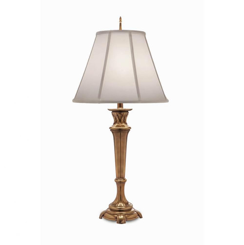 Stiffel Table Lamp, 1-Light, Burnished Brass, White Silk Shantung Fabric Shade, 35"H (TL-A887-BB YV0J07RUDX) 