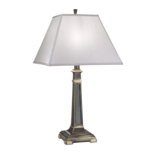 Stiffel Table Lamp, 1-Light, Roman Bronze, Off-White Silk Shantung Hardback Fabric Shade, 29"H (TL-AC2028-AC2026-RB YV0J07RV9J) 