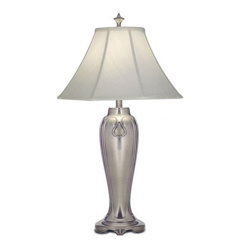 Stiffel Table Lamp, 1-Light, Antique Nickel, Off-White Silk Shantung Fabric Shade, 33"H (TL-N7346-AN YV0J07RVAQ) 