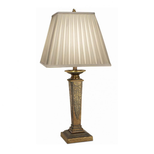 Stiffel Table Lamp, 1-Light, Amber Tortoise Shell, Box Pleated Oyster Silksheen Fabric Shade, 33"H (TL-N7638-ATS YV0J07RVAV) 