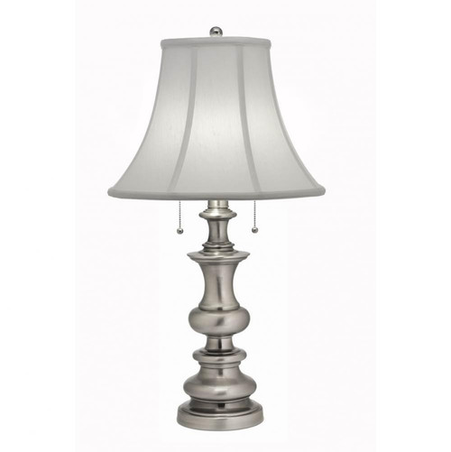 Stiffel Table Lamp, 1-Light, Antique Nickel, Off-White Silk Shantung Fabric Shade, 29"H (TL-N7608-AN YV0J07RVAU) 