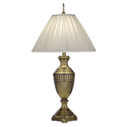Stiffel Table Lamp, 1-Light, Burnished Brass, Box Pleated Oyster Silksheen Fabric Shade, 32"H (TL-N7903-BB YV0J07RVAY) 