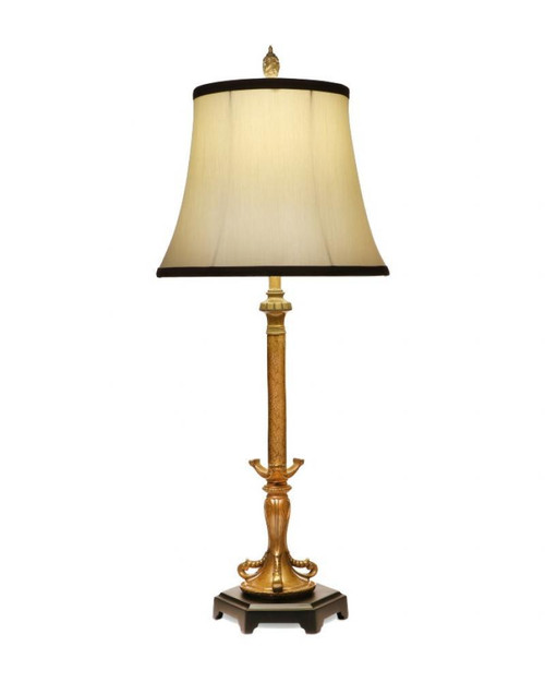 Stiffel Buffet Lamp, 1-Light, French Gold, Matte Black, Egg Shell Silksheen Black Trim Fabric Shade, 30"H (BL-A768-K461B-FG YV0J07RRDV) 