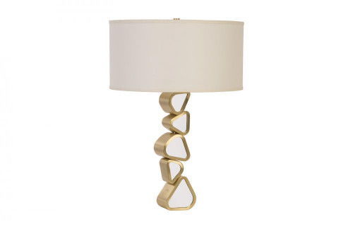 Phillips Collection Pebble Table Lamp, 1-Light, Brushed Brass, White, Off-White Linen Shade, 28"H (CH92443 YV0J07W3TN) 