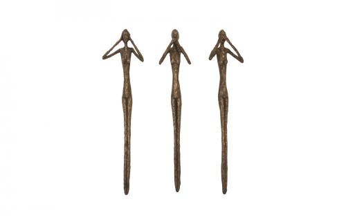 Phillips Collection See-Hear-Speak-No-Evil Slender Wall Sculpture, Set of 3, Bronze, 7"W (PH96052 YV0J07W5RA) 