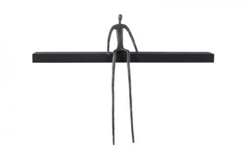 Phillips Collection Moveable Man on Shelf Wall Sculpture, Sitting A, Long Shelf, Black, Black Forged, 32"W (TH99991 YV0J07TAYN) 