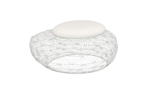 Phillips Collection Wire Mesh Stone Stool, Small, White Fabric Cushion, White Frame, 12"H (TH110596 YV0J07W7R2) 