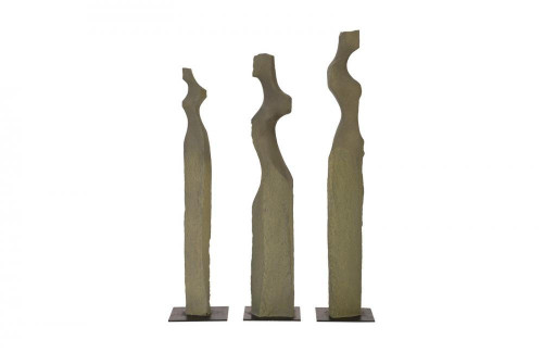 Phillips Collection Cast Women Sculpture, Set of 3, Gray, Black Base, 40"H (PH75397 YV0J07T52Z) 