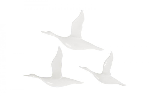 Phillips Collection Flying Ducks Sculpture, Set of 3, Glossy White, 19"H (PH76063 YV0J07T73H) 