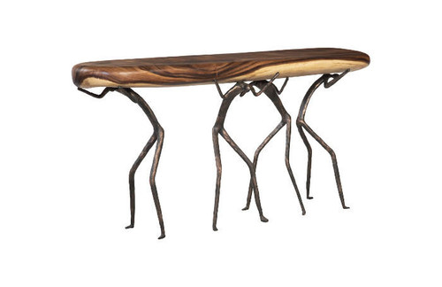 Phillips Collection Atlas Console, Chamcha Top, Black Forged Base, 60"W (TH106036 YV0J07T26G) 