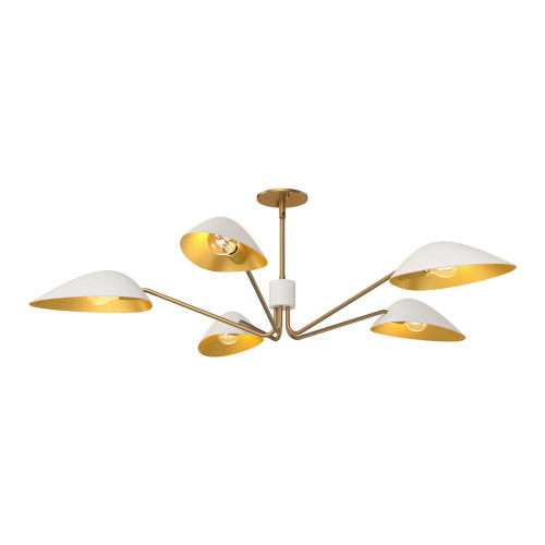 Alora Lighting Oscar Pendant, 5-Light, White, Aged Gold, 46"D (PD550545WHAG 706TVJN) 