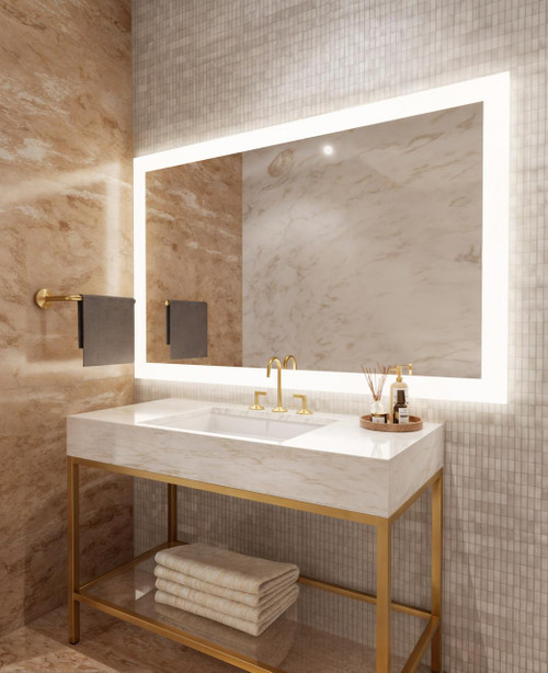 Electric Mirror Silhouette Lighted Mirror, Forward-Phase Dimming Technology, Integrated LED, Clear, 42"H x 66"W x 1.75"D (SIL-6642 YUU6011Y3L) 