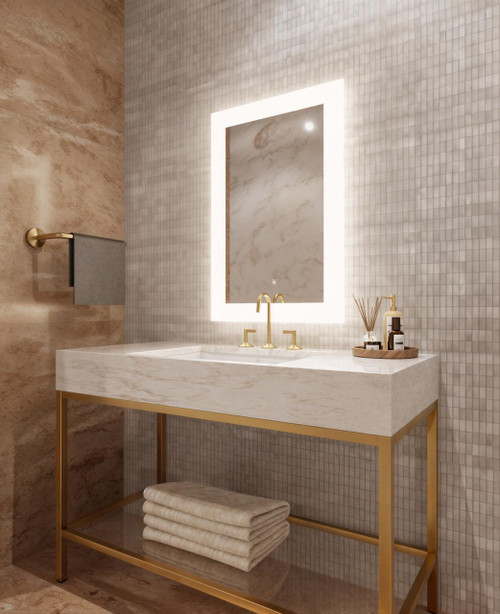 Electric Mirror Silhouette Lighted Mirror, Keen Technology, Integrated LED, Clear, 36"H x 24"W x 1.75"D (SIL-2436-KG YUU6011Y3M) 